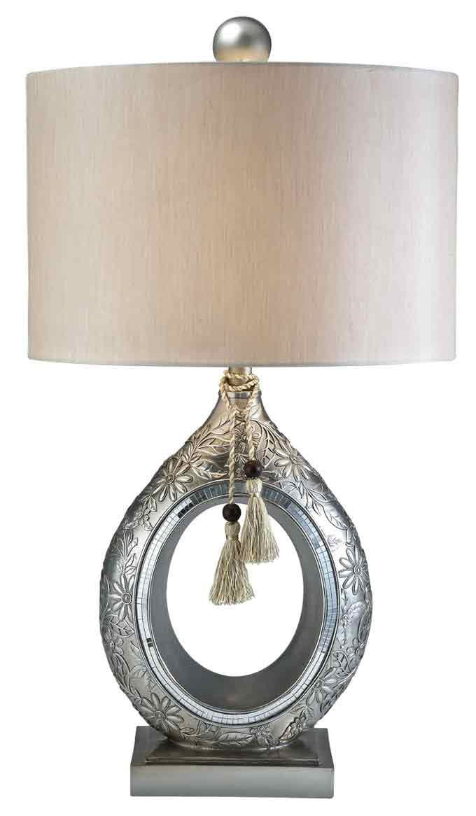 Ore International K-4238T Chrysanthemum Table Lamp, 17&quot; X 13&quot; X 29&quot;, Silver/Gold
