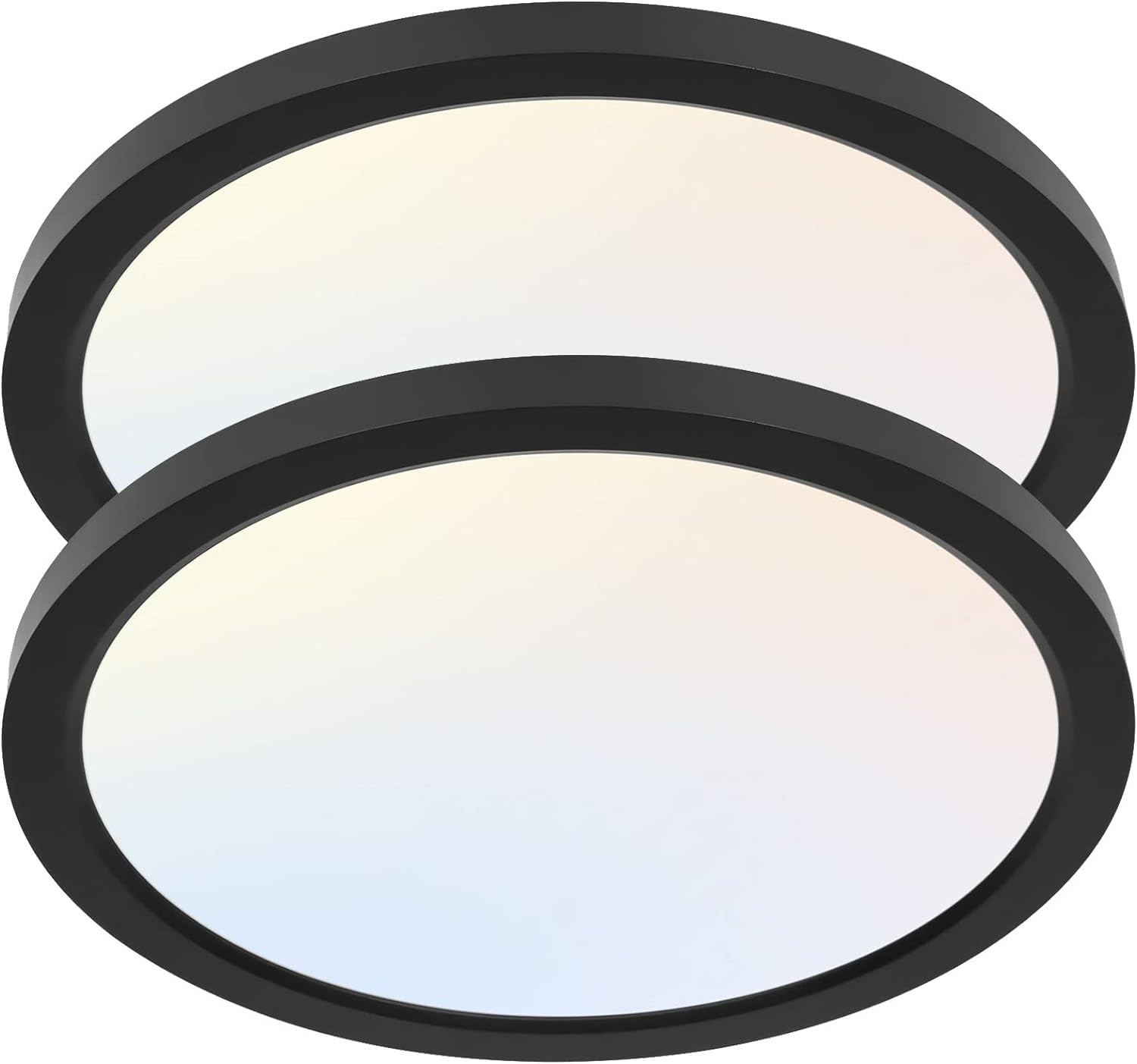 hykolity LED Round Flat Panel Light, 12 Inch, 24W, Selectable CCT 3000K/4000K/5000K, Edge-Lit, Black,