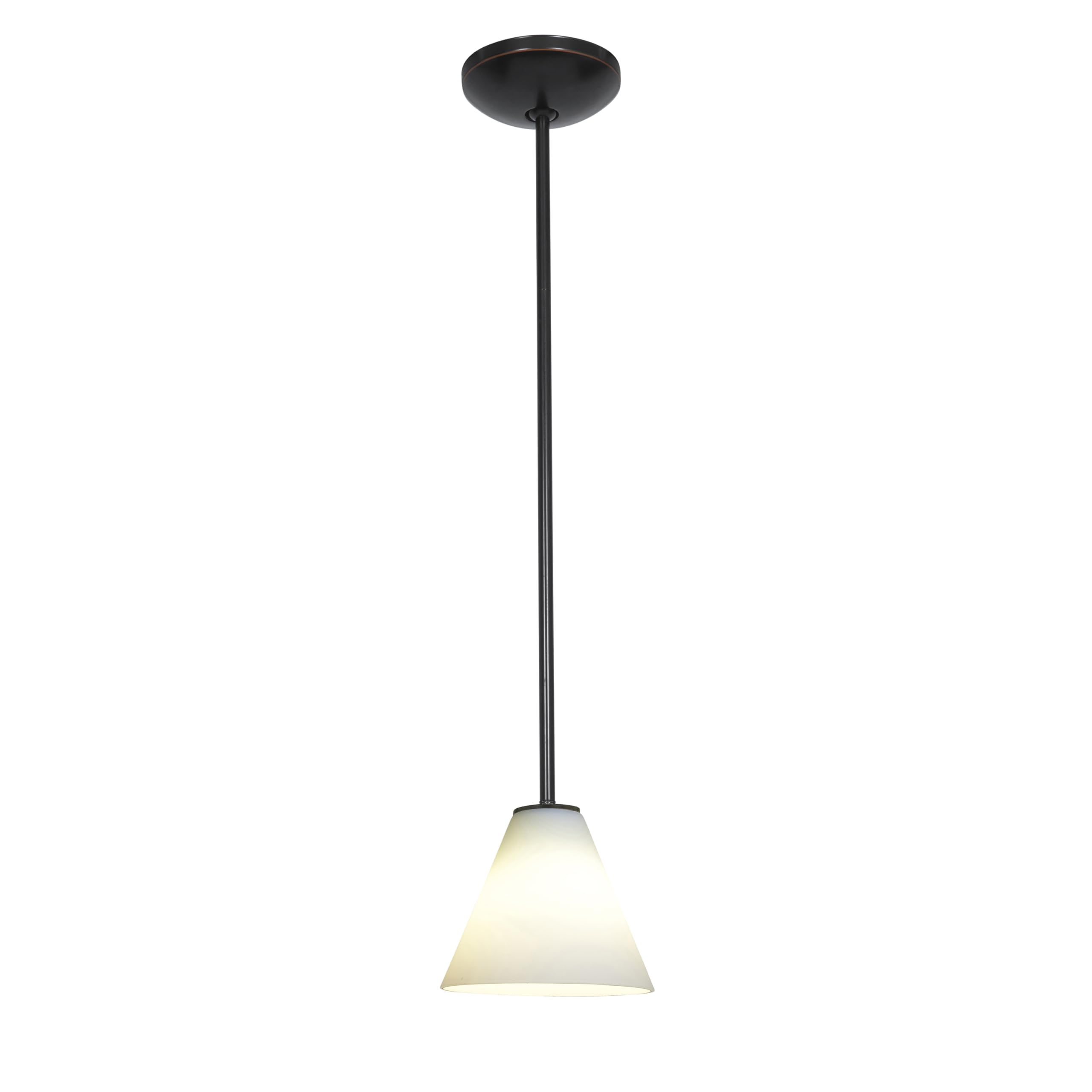 Martini Glass Pendant - Rods - Oil Rubbed Bronze Finish - White Glass Shade