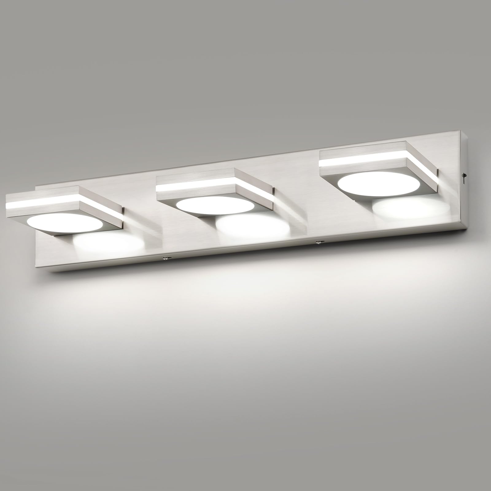Okeli Led Modern Bathroom Vanity Light Fixtures (3-Light  22-Inch)  Brushed Nickel Acrylic Bathroom Wall Lighting Fixtures Over Mirror  3Cct  Etl Listed  Dimmable