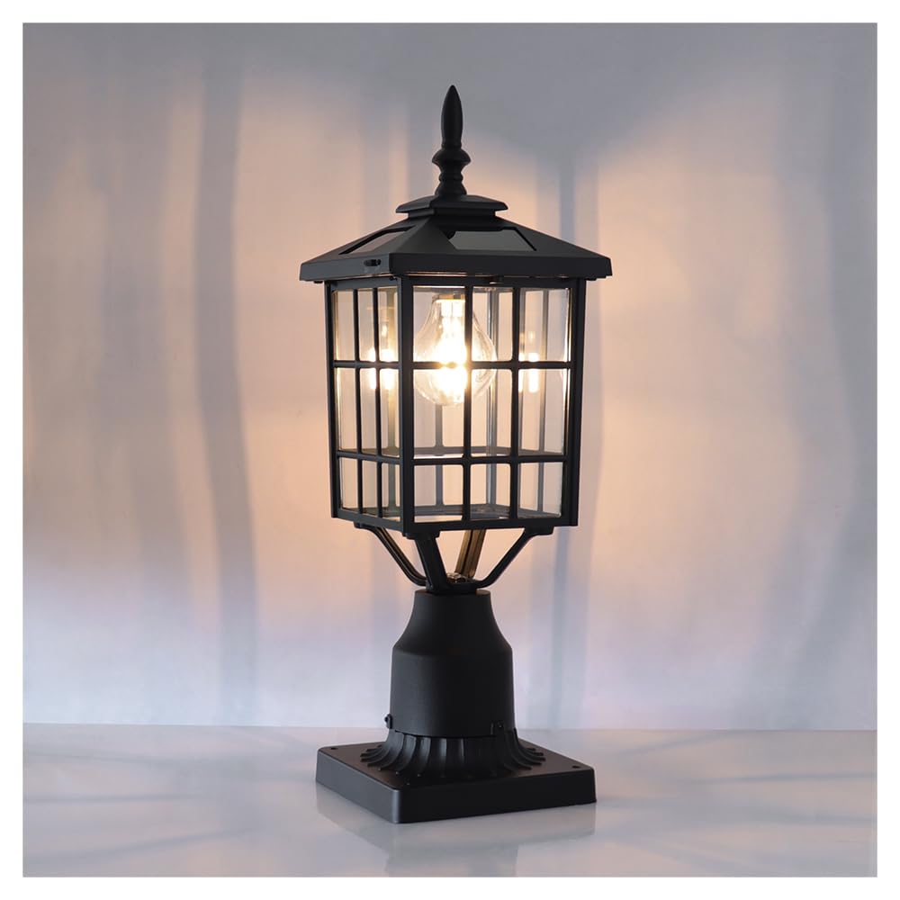 Kemeco Solar Post Light, Outdoor LED Fixture, 3in Pier Mount Base, Black, Model 4224, Metal Construction