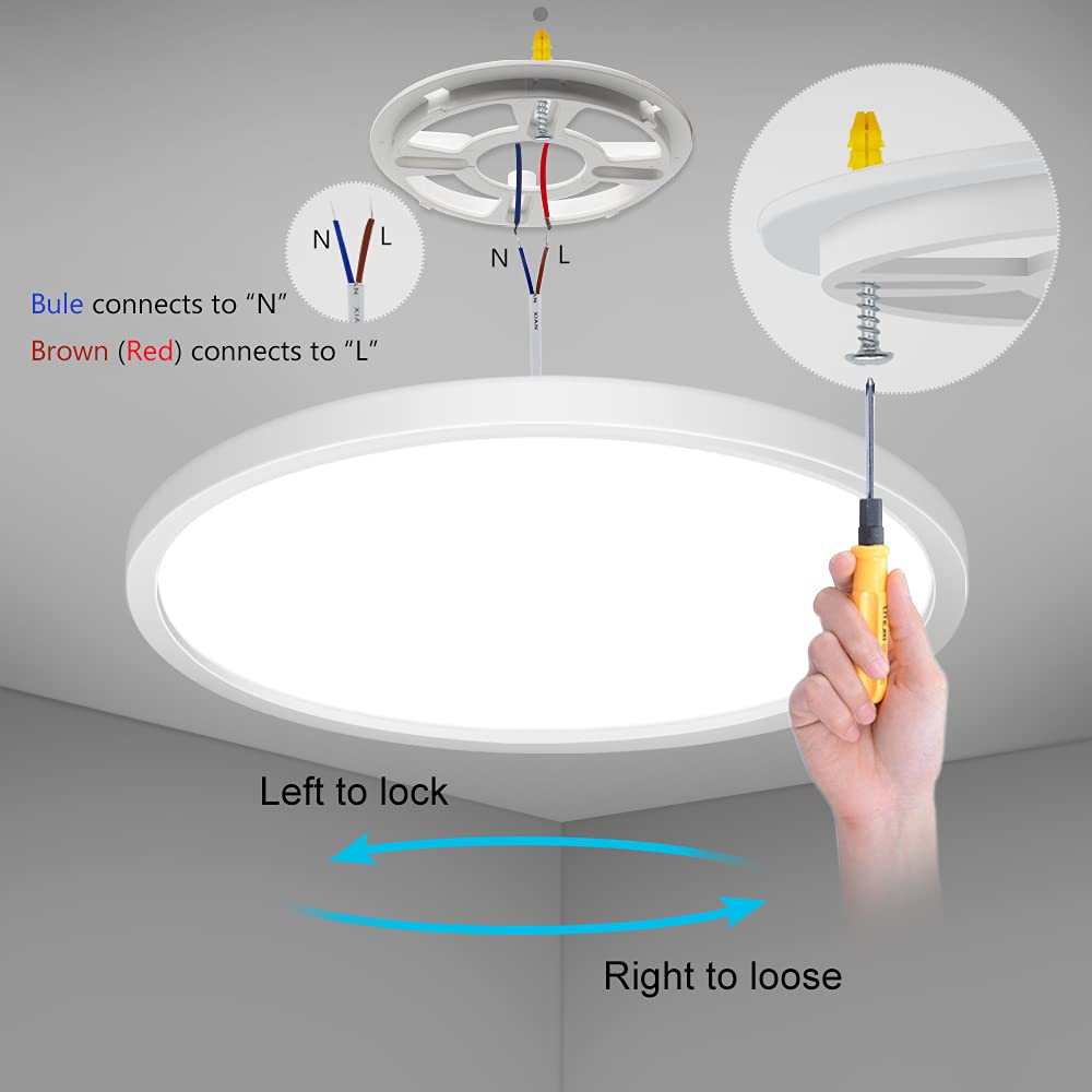 Inshareplus 9 Led Flush Mount Ceiling Light, 5000K Daylight White, 18W Modern Fixture For Bathroom, Kitchen, Living Room, Hallway