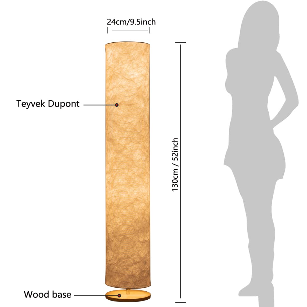 Soft Light Floor Lamp, 58 Inch Simple Design Morden Slim Warm Light 3000K Led Tyvek Fabric Shade With Led Lamp For Living Room Bedroom Game Room
