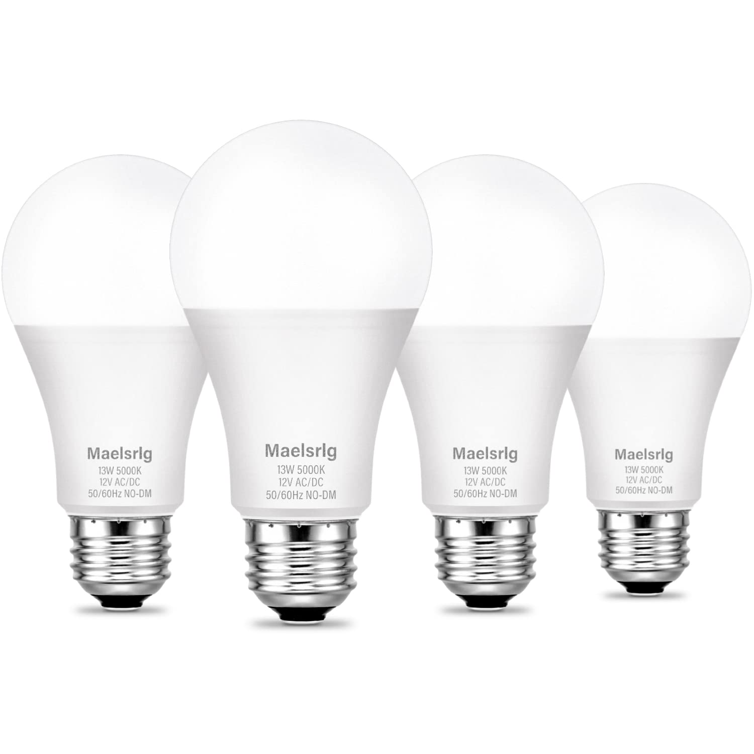 Maelsrlg Led 12V Light Bulb, 100W Equivalent, Daylight White, E26 Base, 4-Pack