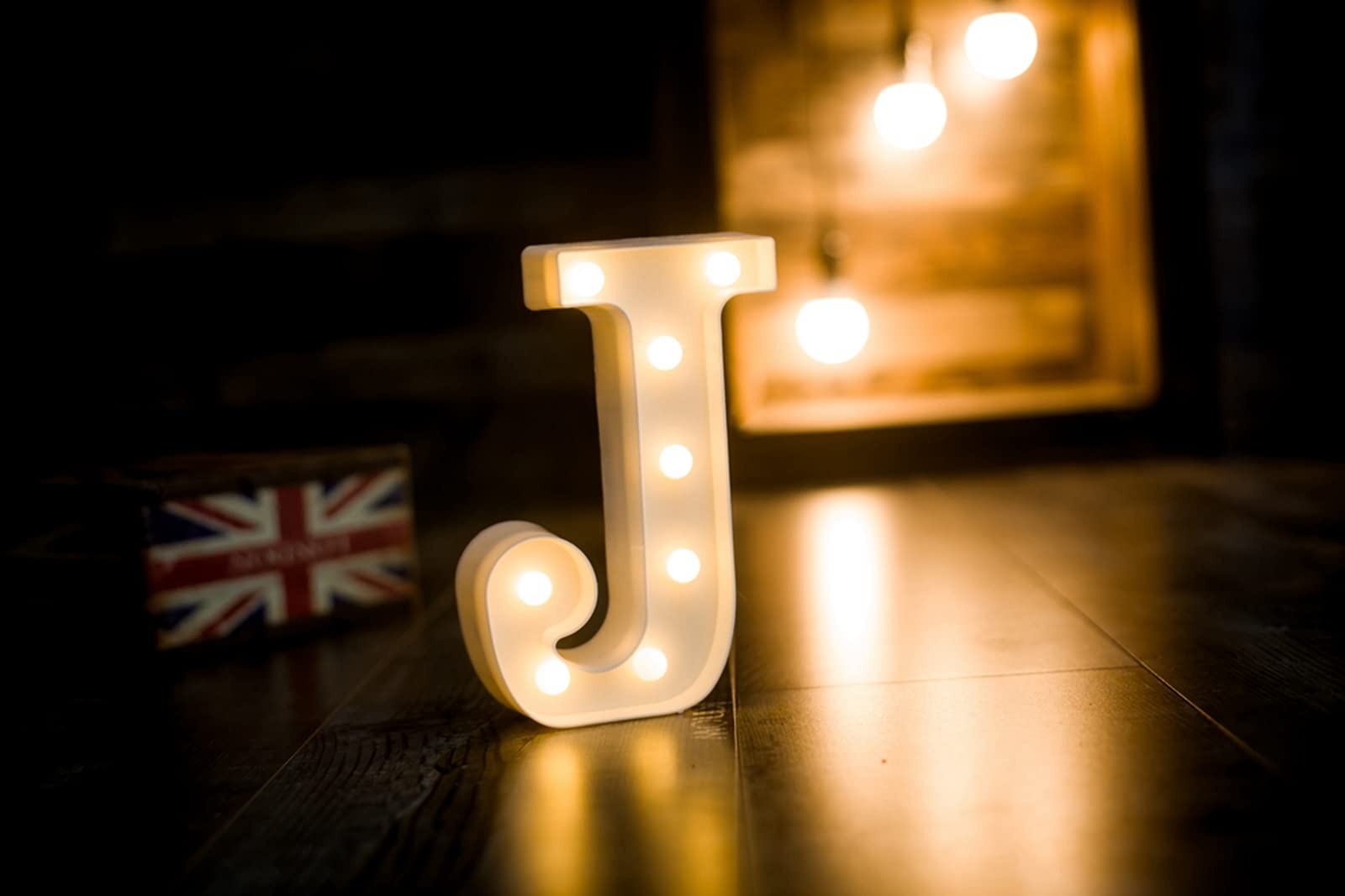Foaky Led Letter Lights Sign Light Up Letters Sign For Night Light Wedding/Birthday Party Battery Powered Christmas Lamp Home Bar Decoration(J)