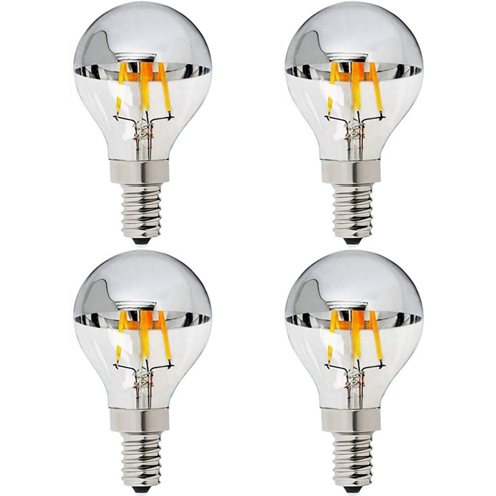 Maotopcom E12 Half Chrome Light Dimmable 4W(40W Equivalent) Led Candelabra Bulbs, Warm White 2700K 400Lm G14(G45) Filament Vinta