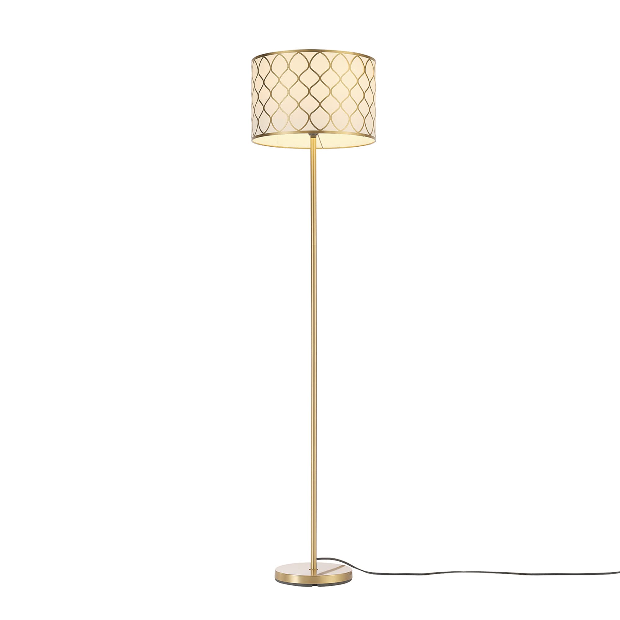 Globe Electric 65787 Kinsley 65'' Floor Lamp, Matte Brass, Metal Mesh Over Cotton Shade