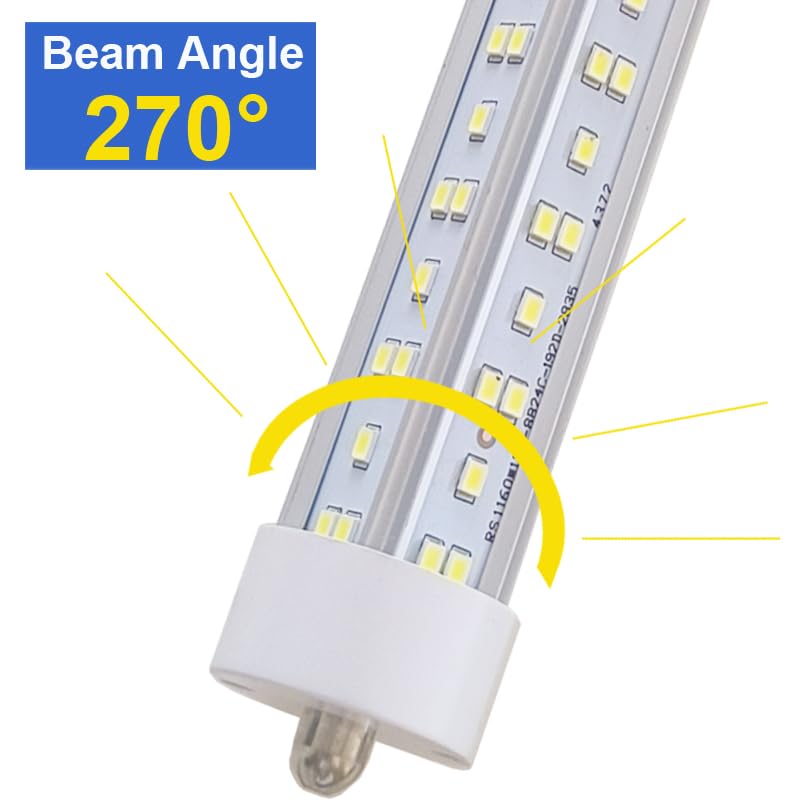 Caikag 8Ft Led Ballast Bypass Bulbs Single Pin 144W, F96T12 Replacement Single Pin Fa8 8 Foot Led Shop Lights, T8 T0 T12 Tube Li
