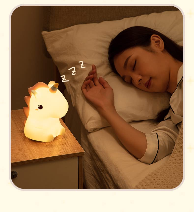 Dimanito Cute Kids Night Light Night Lamp Night Lights For Kids Bedroom Toddler Baby Portable Silicone Battery Led Nightlight Nursery (Unicorn)