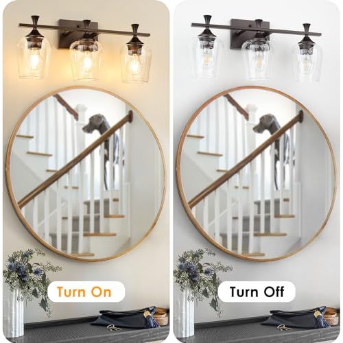 Bathroom Vanity Light Fixtures Over Mirror,3 Light Modern Vanity Lighting With Clear Wine Glass Bathroom Lighting Bath Wall Lamp