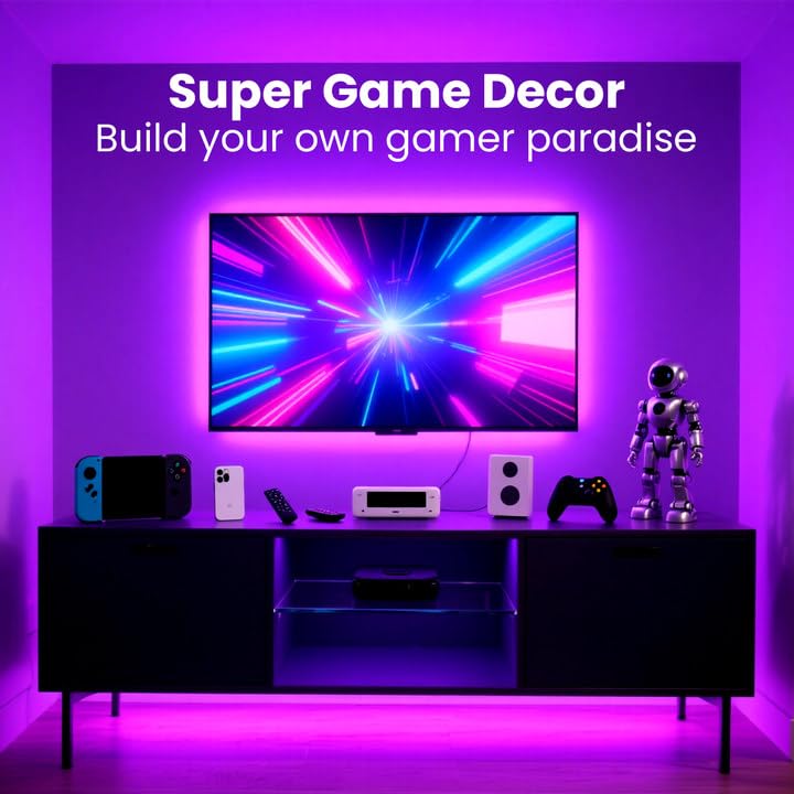 VOLIVO LED Strip Lights 16.4ft RGB USB Powered Backlight for 75-85 Inch TV, Multicolor, Model VTV5WILSL