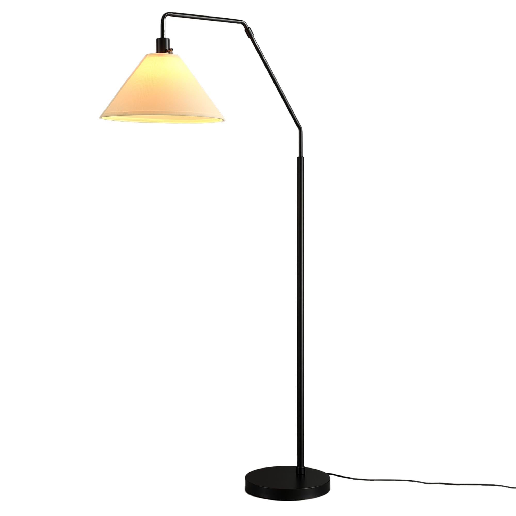 Globe Electric 61000171 65 Floor Lamp, Matte Black, Off-White Tapered Fabric Shade, On/Off Rotary Switch on Socket, 5-Foot Black