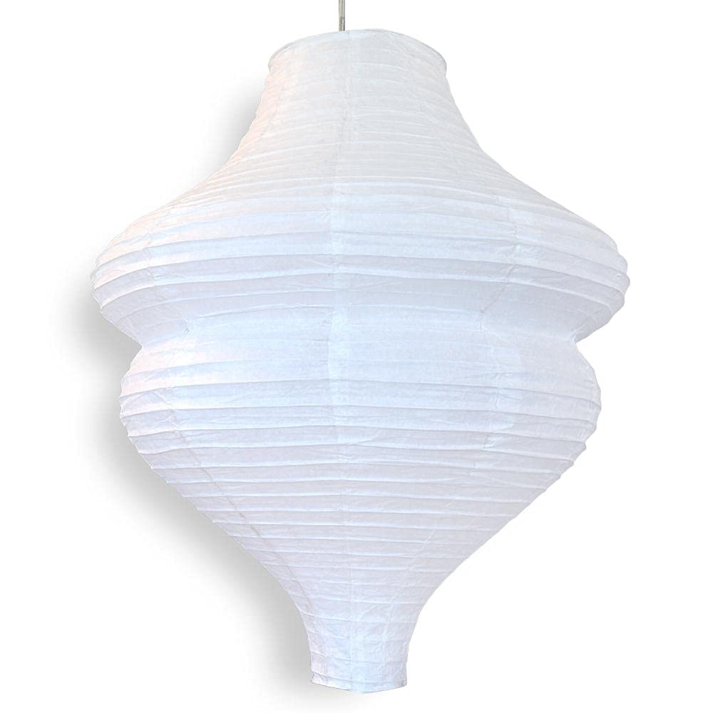 PaperLanternStore.com Jumbo White Beehive Unique Shaped Paper Lantern, 24-inch x 30-inch