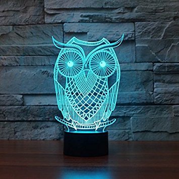 Superniudb 3D Owl Night Light Table Light 3D Lamp Table Lamp 3D Led Usb 7 Color Change Led Table Lamp Xmas Toy Gift
