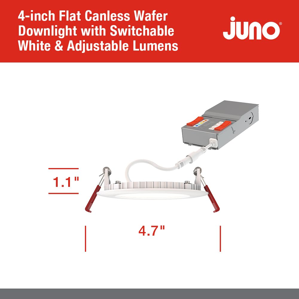 Juno 4-Inch LED Recessed Downlight, Switchable White Color, Adjustable Brightness, Matte White, 6-Pack, Model WF4 ALO19 SWW5