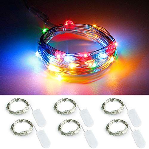 Ykb 6 Pack Multicolor Led Starry String Lights With 20 Mini Leds On 6.6Ft/2M Copper Wire, Fairy Lights Powered By 2Xcr2032(Incl) Batteries, For Wedding Table Holiday Halloween Christmas Decorations