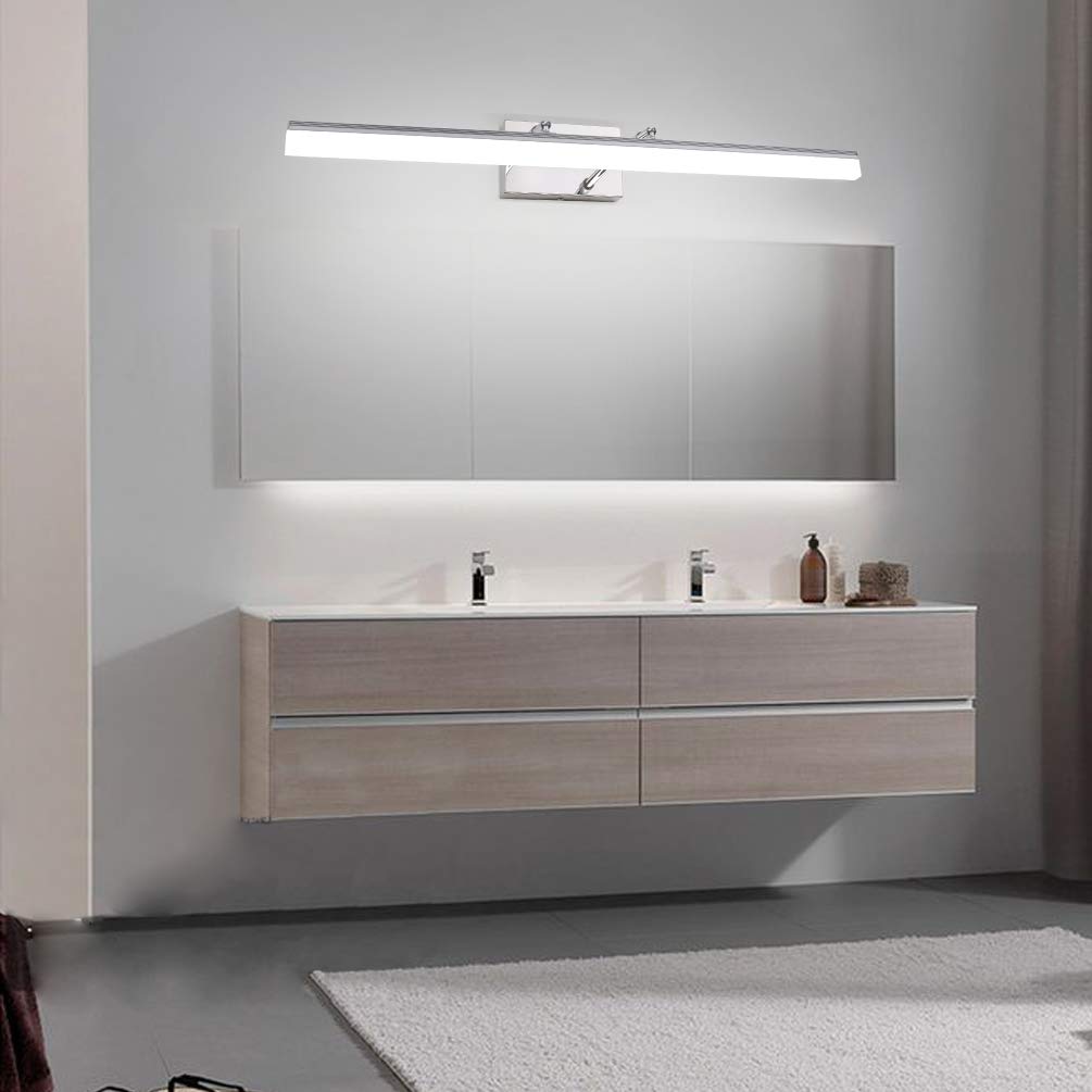 Aipsun 31.5" LED Vanity Light Fixture, Chrome Stainless Steel, Adjustable Bathroom Lighting, Model Ca-6480-80cm, 5500K