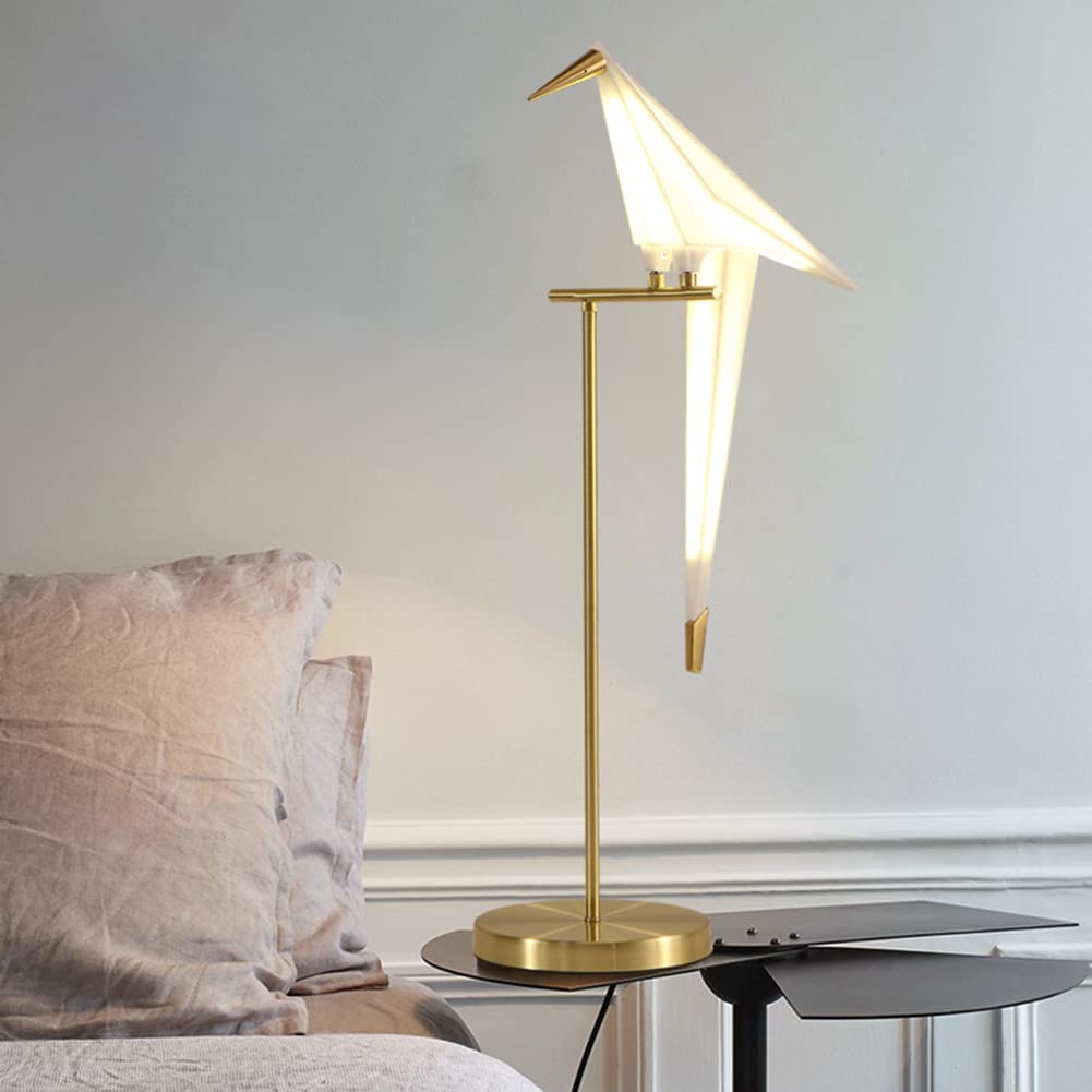More Change Morechange 28 Inch Led Table Lamp, Modern Bird Table Light Gold Metal Fixtures For Living Room Bedroom Office (Table Lamp)