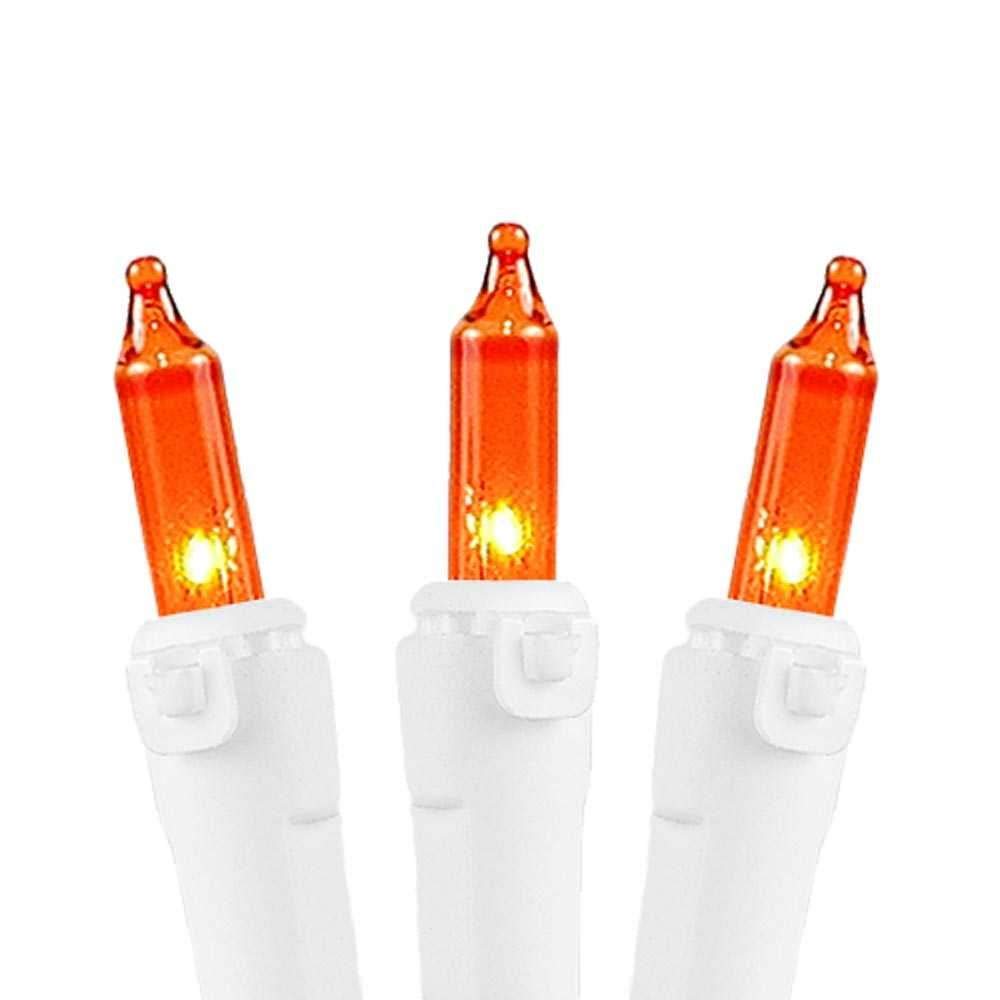 Novelty Lights 50 Light Amber Christmas Mini String Light Set, White Wire, Indoor/Outdoor Ul Listed, 11' Long