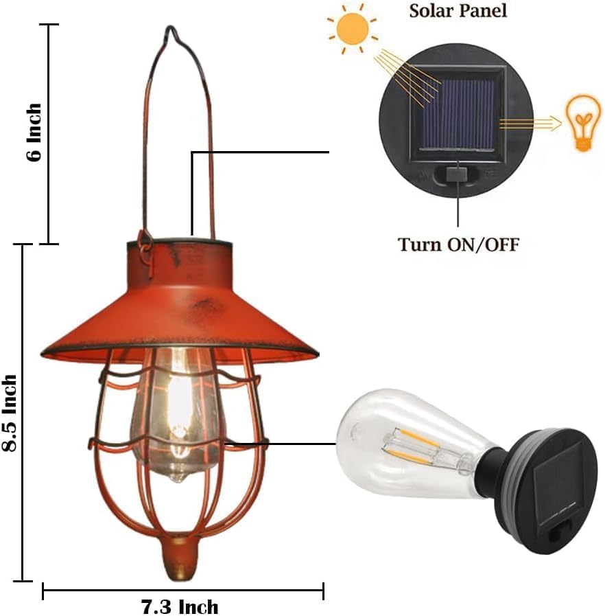 YAKii Solar Lanterns 6 Pack Metal Waterproof Outdoor Lights Warm White Red LP6