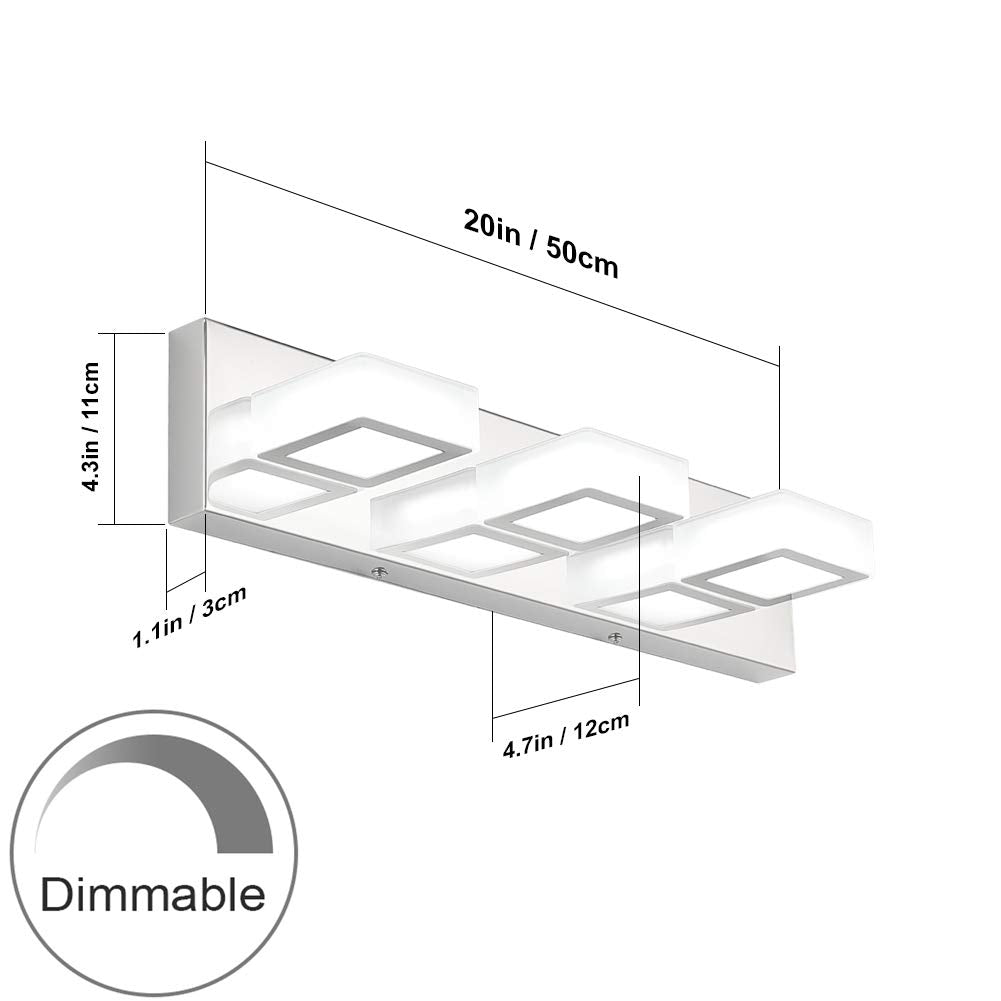 Ralbay LED Vanity Light 3-Light Dimmable Stainless Steel Chrome D-8590-3T