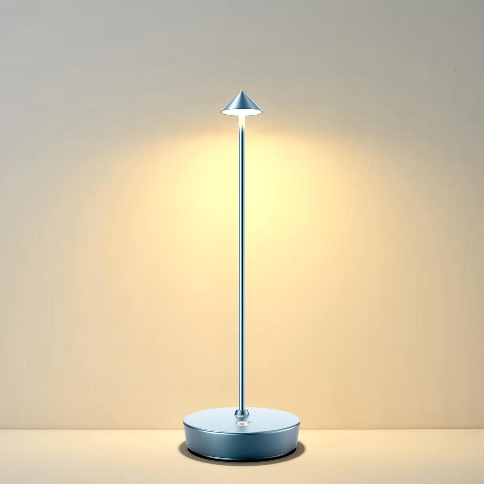 Tpczqj Rechargeable Cordless Table Lamp, LED, 6000mAh, Touch 3 Color Dimming, Waterproof, One-Blue, Model x12