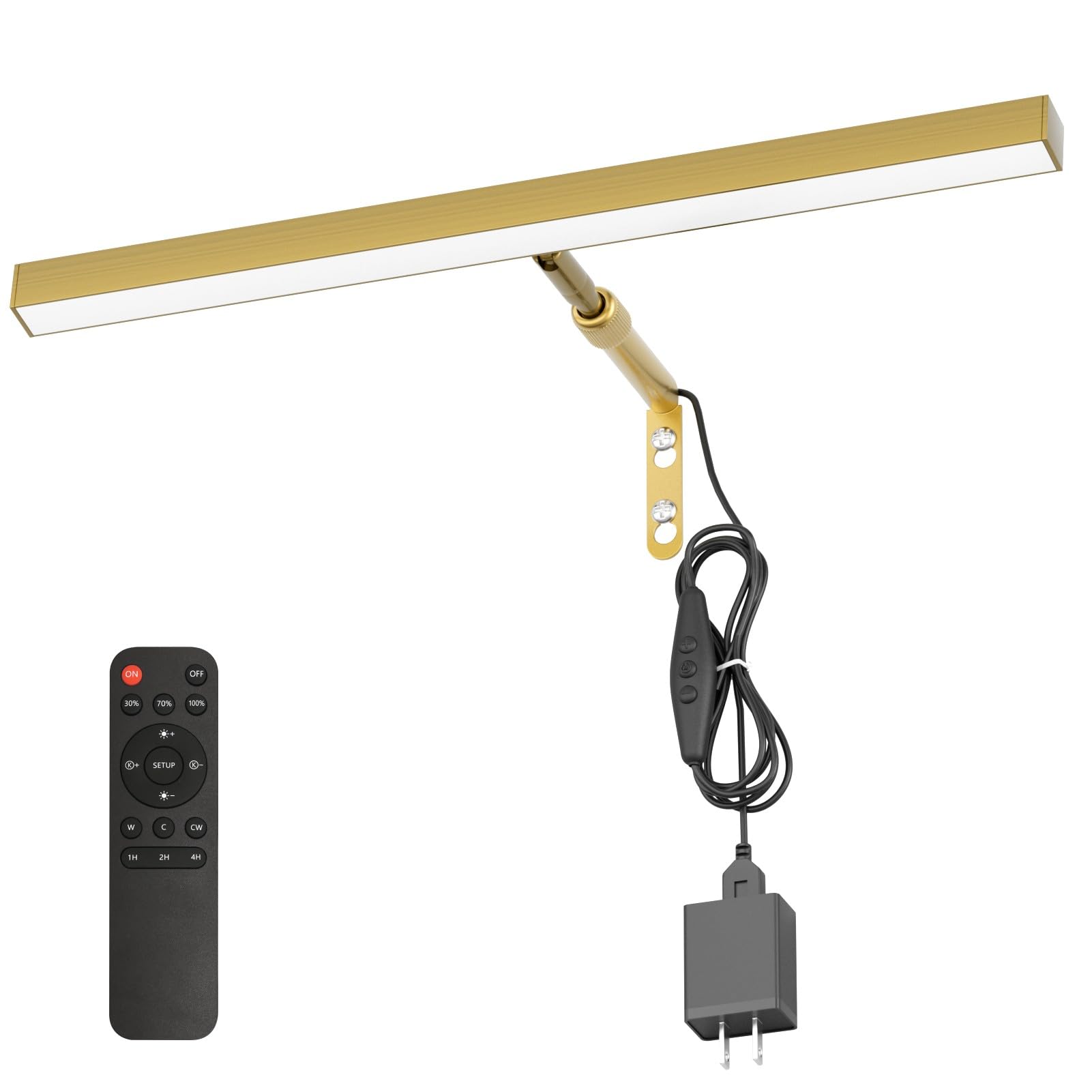 Coinmit Plug in Picture Lights for Wall  16 inch Dimmable LED Art Light with Remote  3 Colour Temperature Gallery Discomfortting Wall Light for Picture Display Dartboard Art Work (Gold)