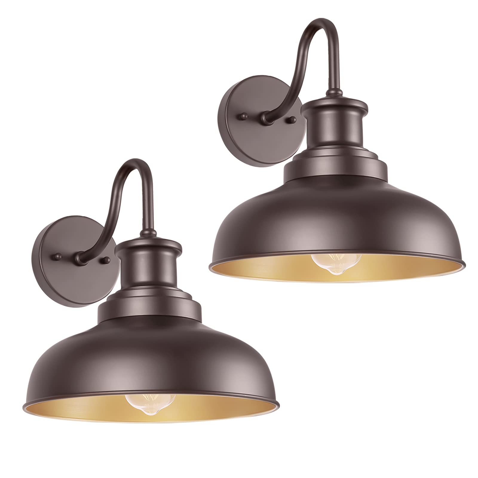Diyel Outdoor Gooseneck Barn Light Wall Sconce Vintage Industrial Iron Orb Copper 02-RZ007-2PACK