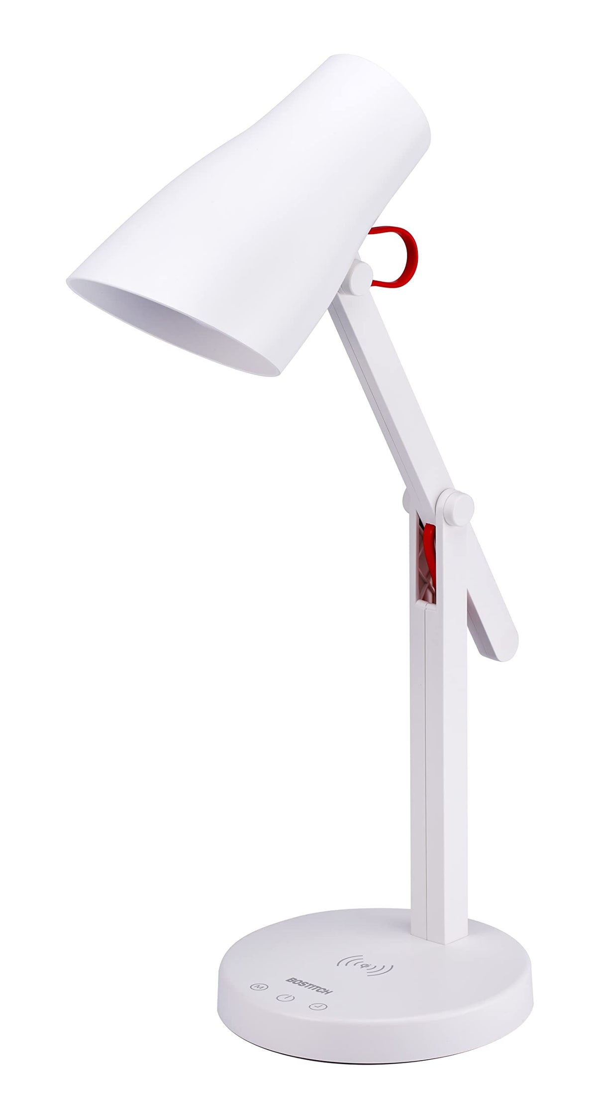 Bostitch Office LED Desk Lamp, Qi Wireless Charging, Dimmable, Adjustable Color Temperature, Flicker Free, Quick Charging, White (LED2101)