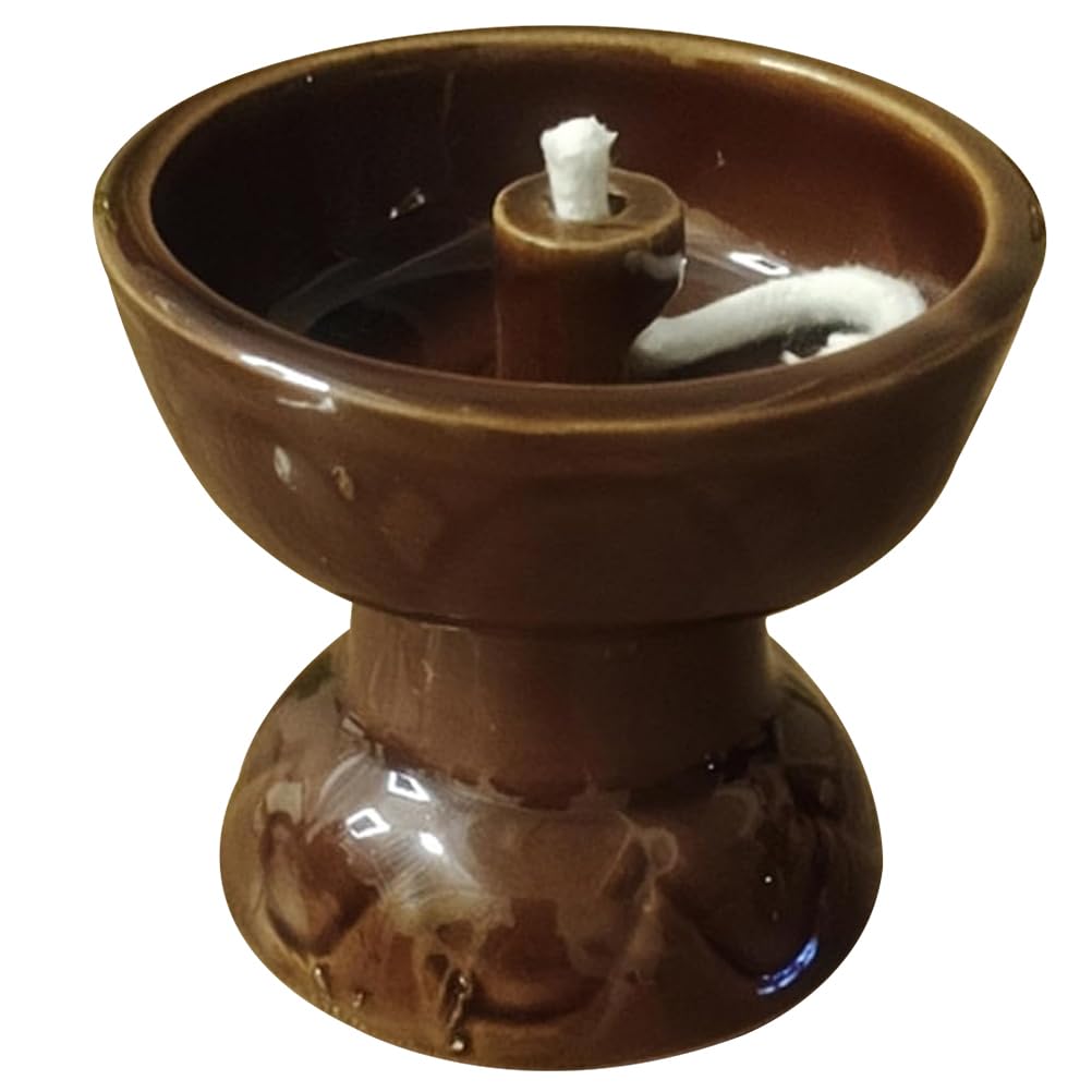 VOSAREA Ceramic Vintage Oil Lamp Kerosene Lantern Oil Lamp Decorative Light Vintage Paraffin Antique Candle Holder for Living Ro
