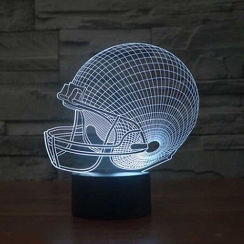 Ticent Football Helmet 3D Lamp Optical Illusion Light, 7 Colors Changing Touch Control Soccer Night Light For Christmas Gifts