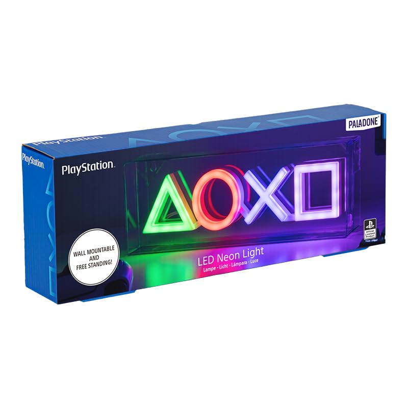 Paladone Playstation Led Neon Light - Free Standing Or Wall Mountable - Game Room Accessories & Decor For Gamers