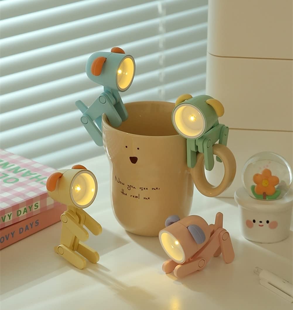 SpassLeben Cute Night Light for Kids, Blue Dog Mini LED Table Lamp, Decorative Nightstand Light