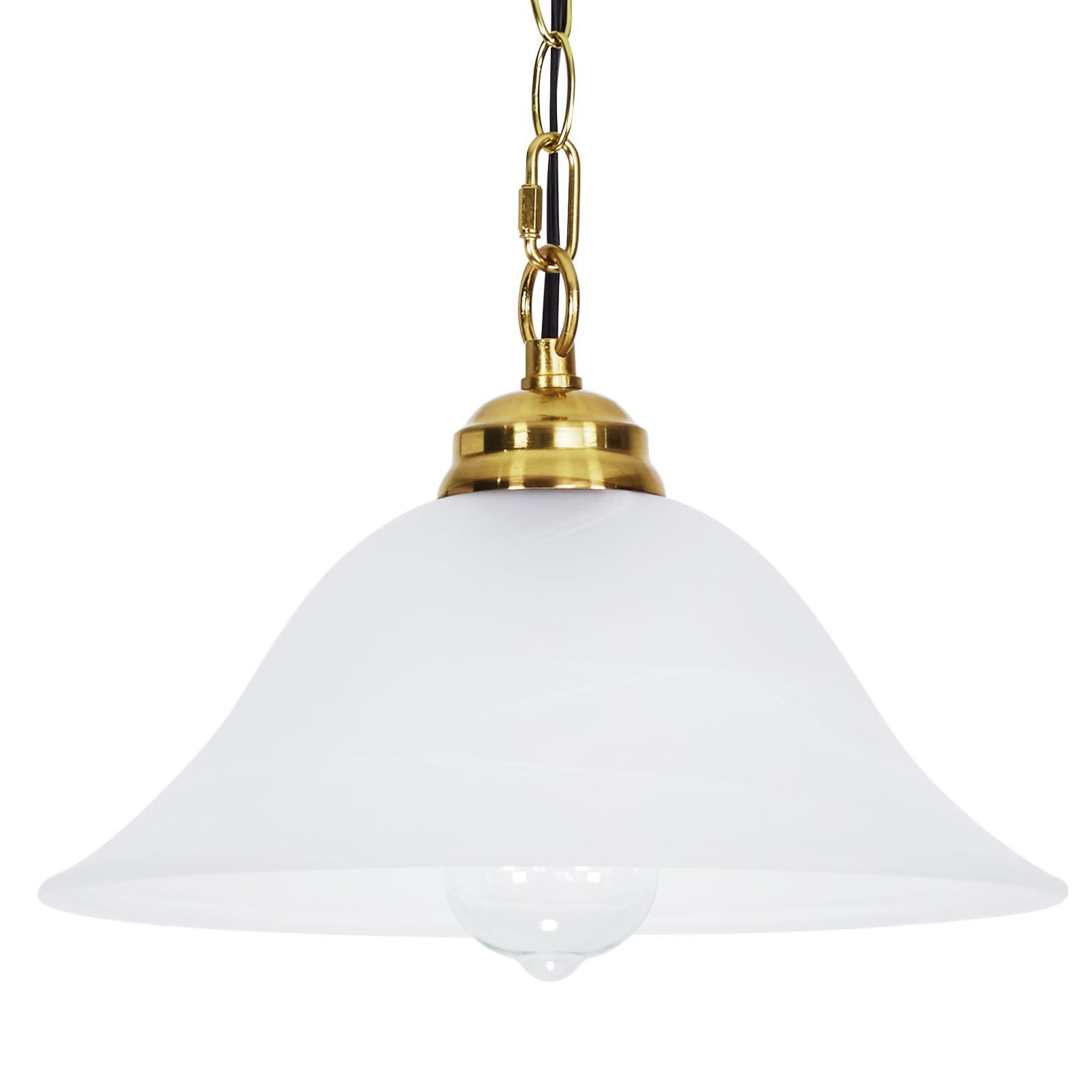 Shengqingtop Plug In Pendant Light Alabaster Glass Shade Hanging Lamp With On/Off Switch,16.4Ft Cord & 14.7Ft Chain Dimmable Bra