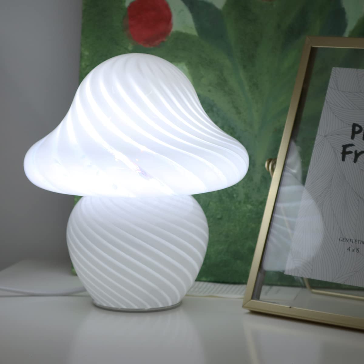 Heqet Mushroom Table Lamp White With Strip