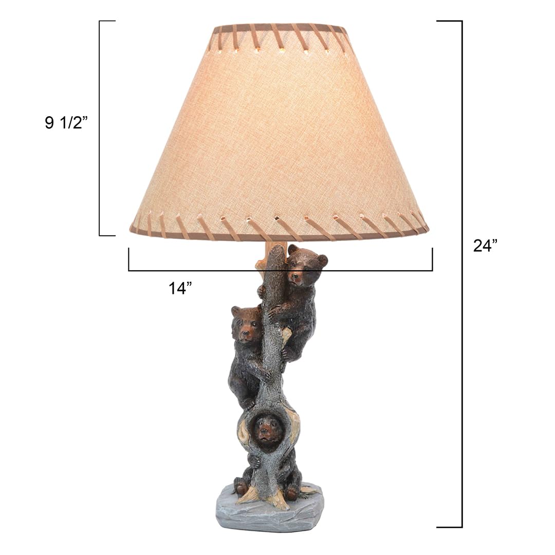 BLACK FOREST DECOR Bears in a Tree Table Lamp - 24" x 14" for Cabin, Living Room, Nightstand, Desk Home Décor