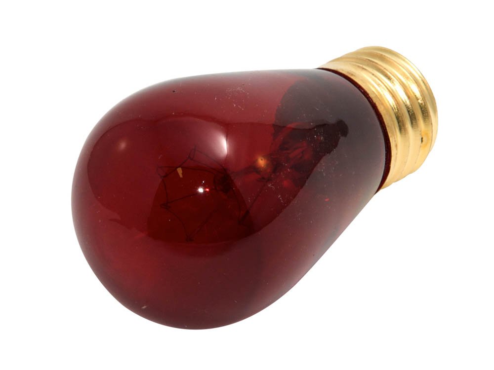 Bulbrite S14 Transparent Red Indicator Bulb, 11W 130V, E26 Base, Glass