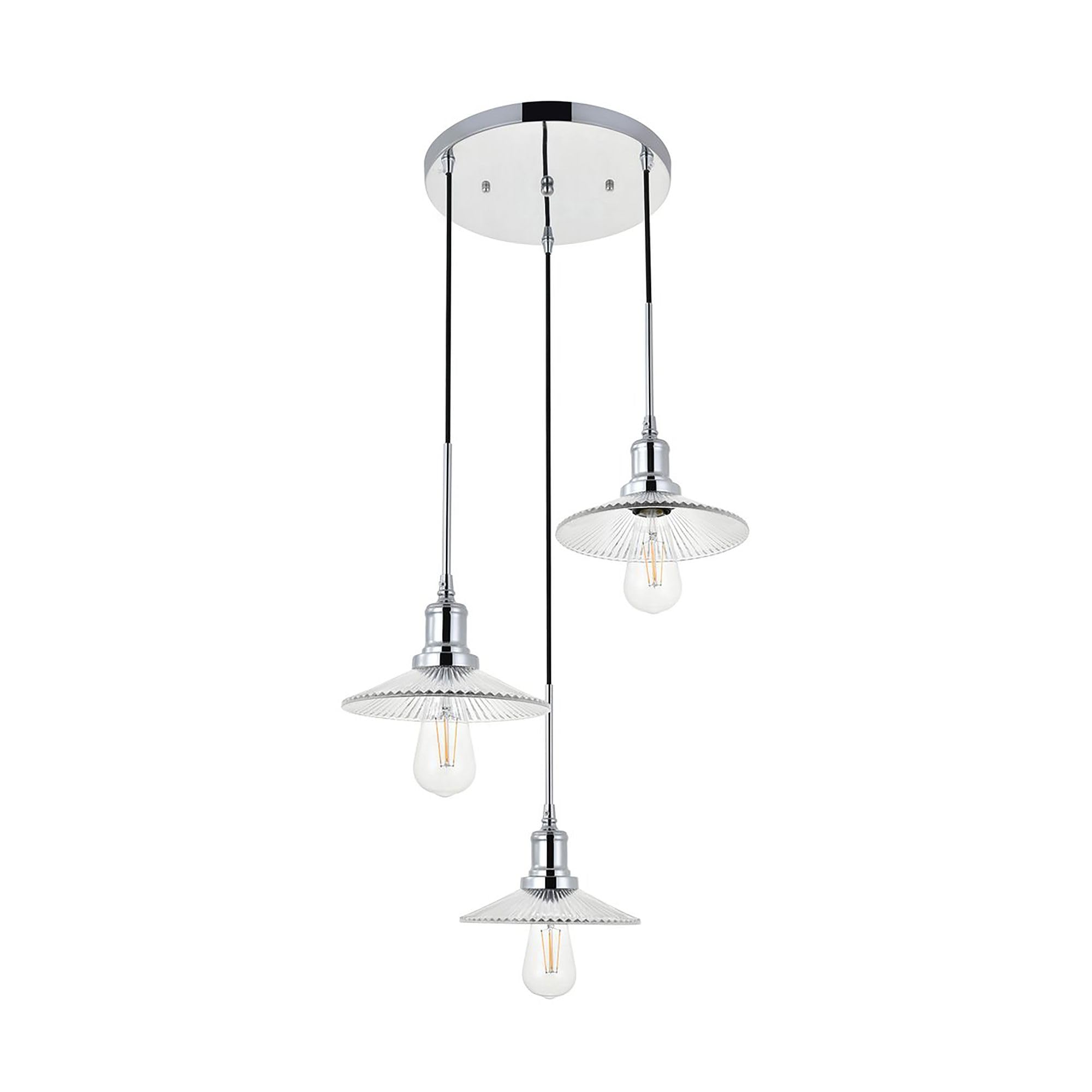 Living District Indoor Modern Home Decorative Bright Ceiling Waltz 3 Light Chrome Pendant