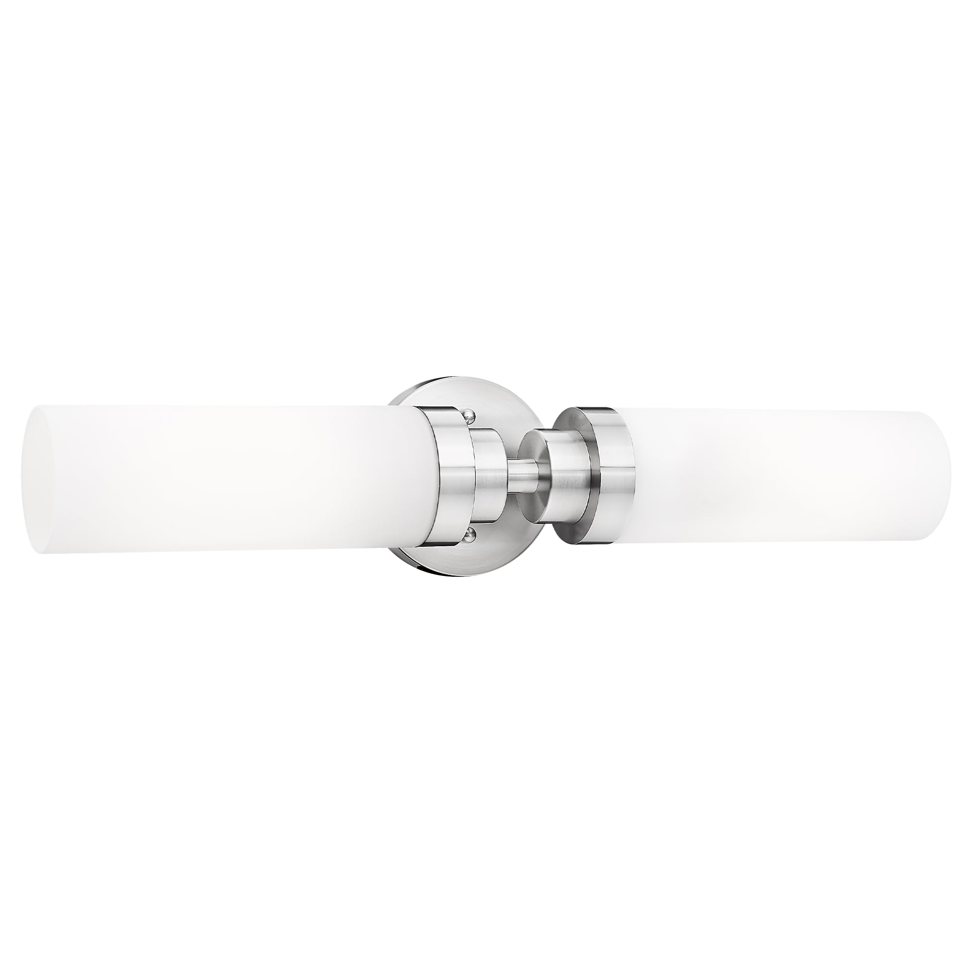 Emak Modern Brushed Nickel Bathroom Light Fixtures, 2-Light Vanity Lights For Mirror, 22 Inch Indoor Wall Sconces With Milk Glas