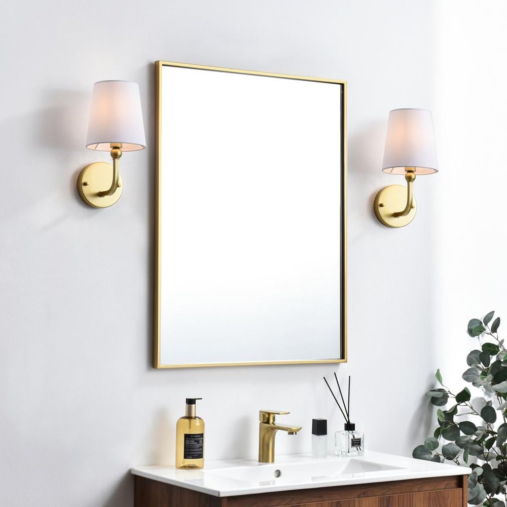 Living District Colson 1-Light Metal & Fabric Bath Sconce In Black/White
