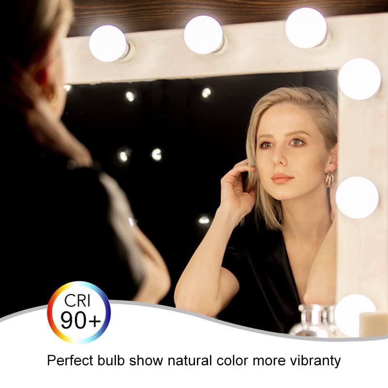 KGC Globe LED Bulbs 6 Pack, Dimmable 5.5W 4000K Neutral White, E26 Base, 500LM, CRI90 for Bathroom Vanity & Bedroom