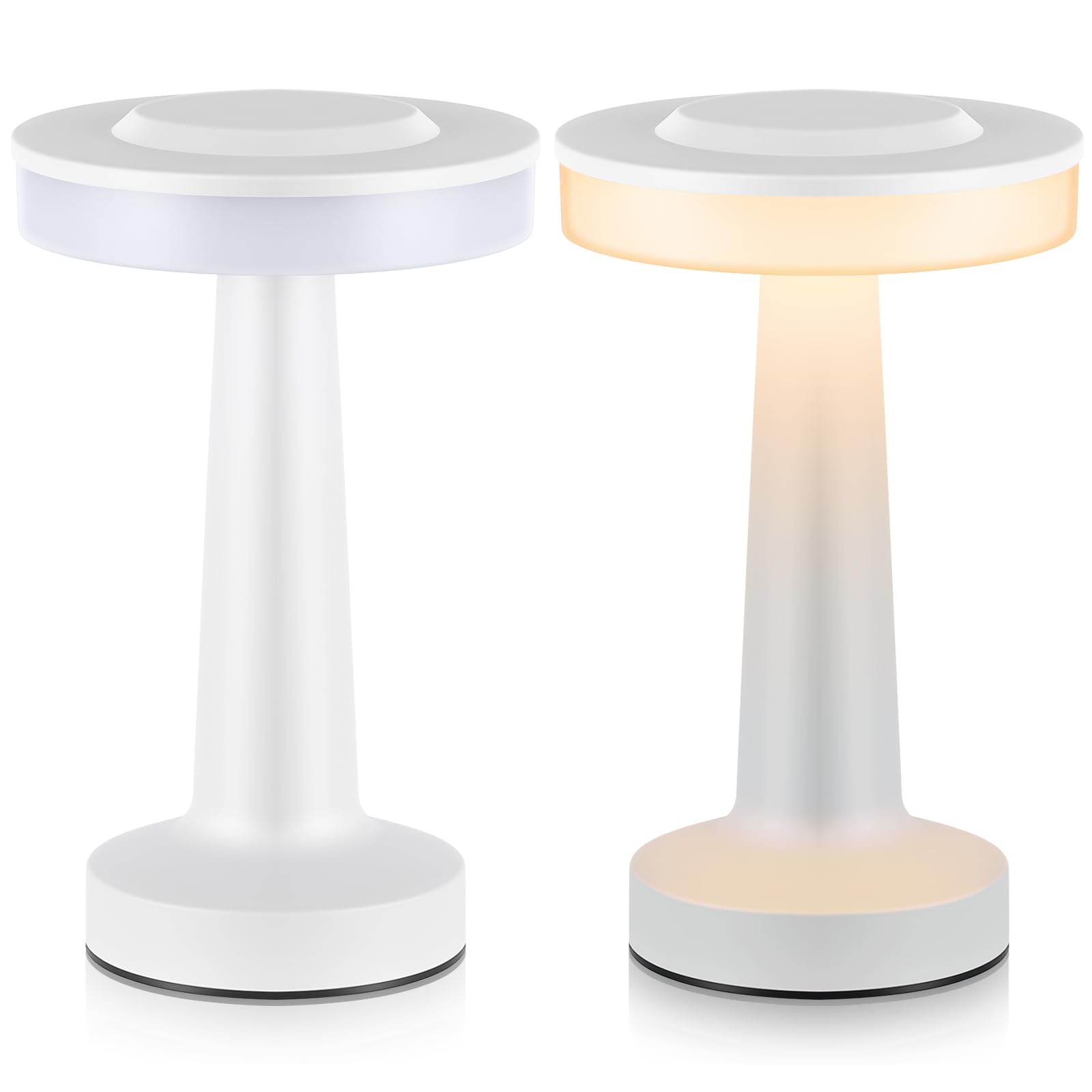 Riakrum Set of 2 LED Portable Cordless Table Lamp with Touch Sensor 3 Color Stepless Dimming Rechargeable Battery up to 15 Hours