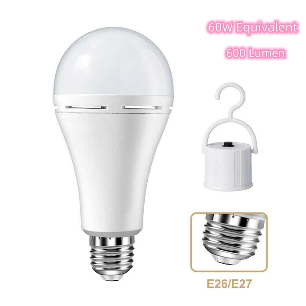 NOTOC Rechargeable LED Light Bulbs 9W 600 Lumen Warm White Pack of 4, Model NOTOC-A19D-3000K, Battery Operated, ABS Material