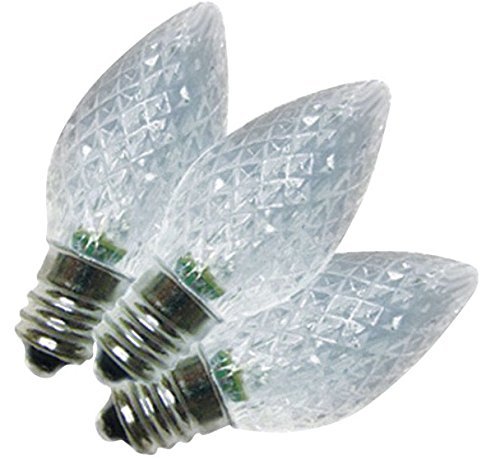 Holiday Bright Lights LED C7 Faceted Christmas Light Bulbs Cool White 2 in. 25 pk