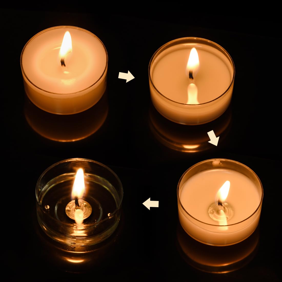 9Pcs Pure White Beeswax Tealight Candles, Natural Scent, Clear Cup