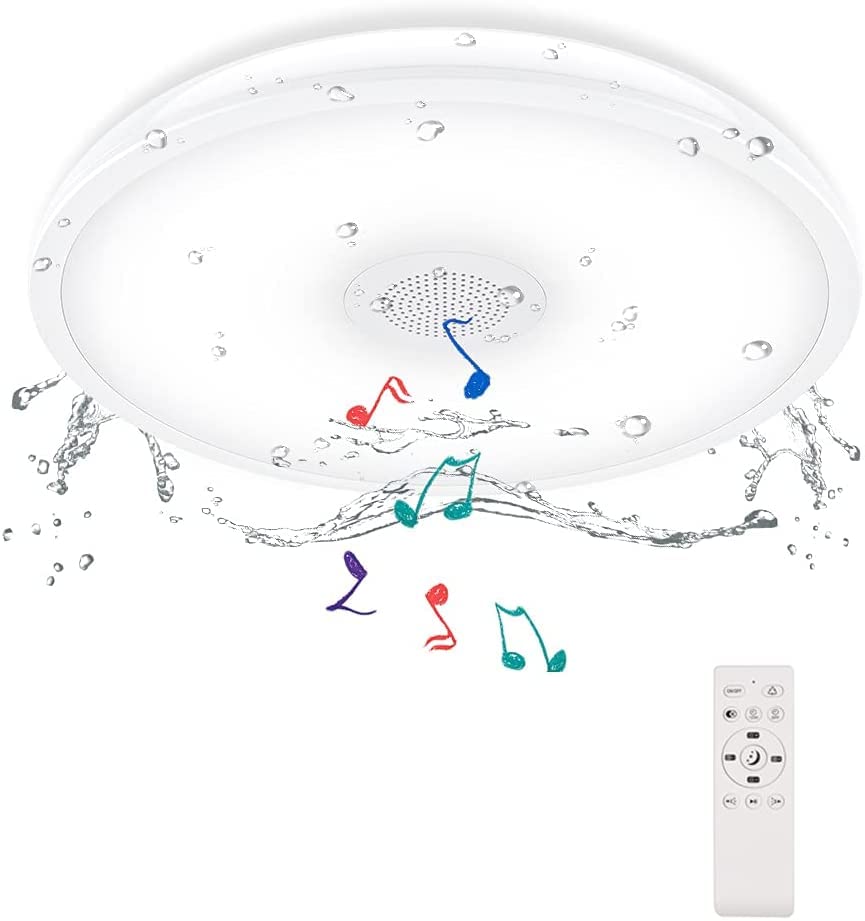 Horevo 18W Led Waterproof Ceiling Light With Bluetooth Speaker & Remote, Color Changing, White