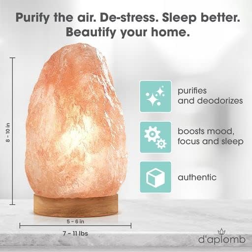 D'Aplomb Himalayan Salt Lamp - 100% Natural, Large Hand-Carved Crystal, Dimmer Cord, 12 Lbs