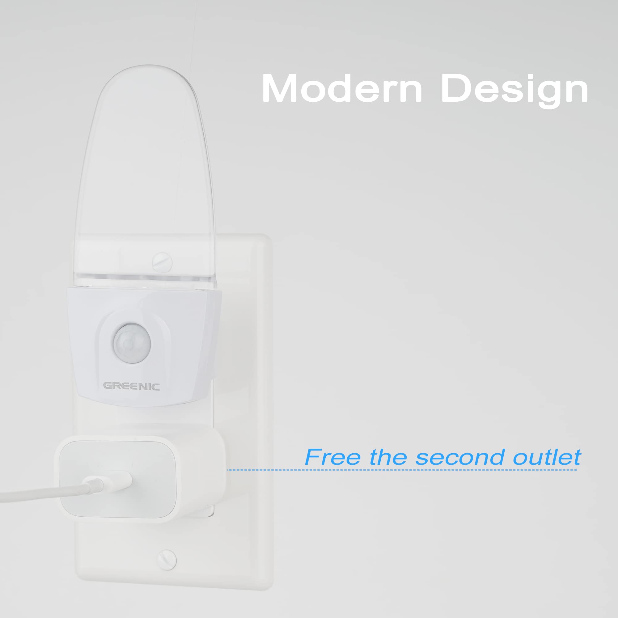 Greenic Blue Motion Sensor Night Light Plug In 2 Pack, 0.5W Led Motion Detector Night Light Lamp, Automatic Motion Activated Nig