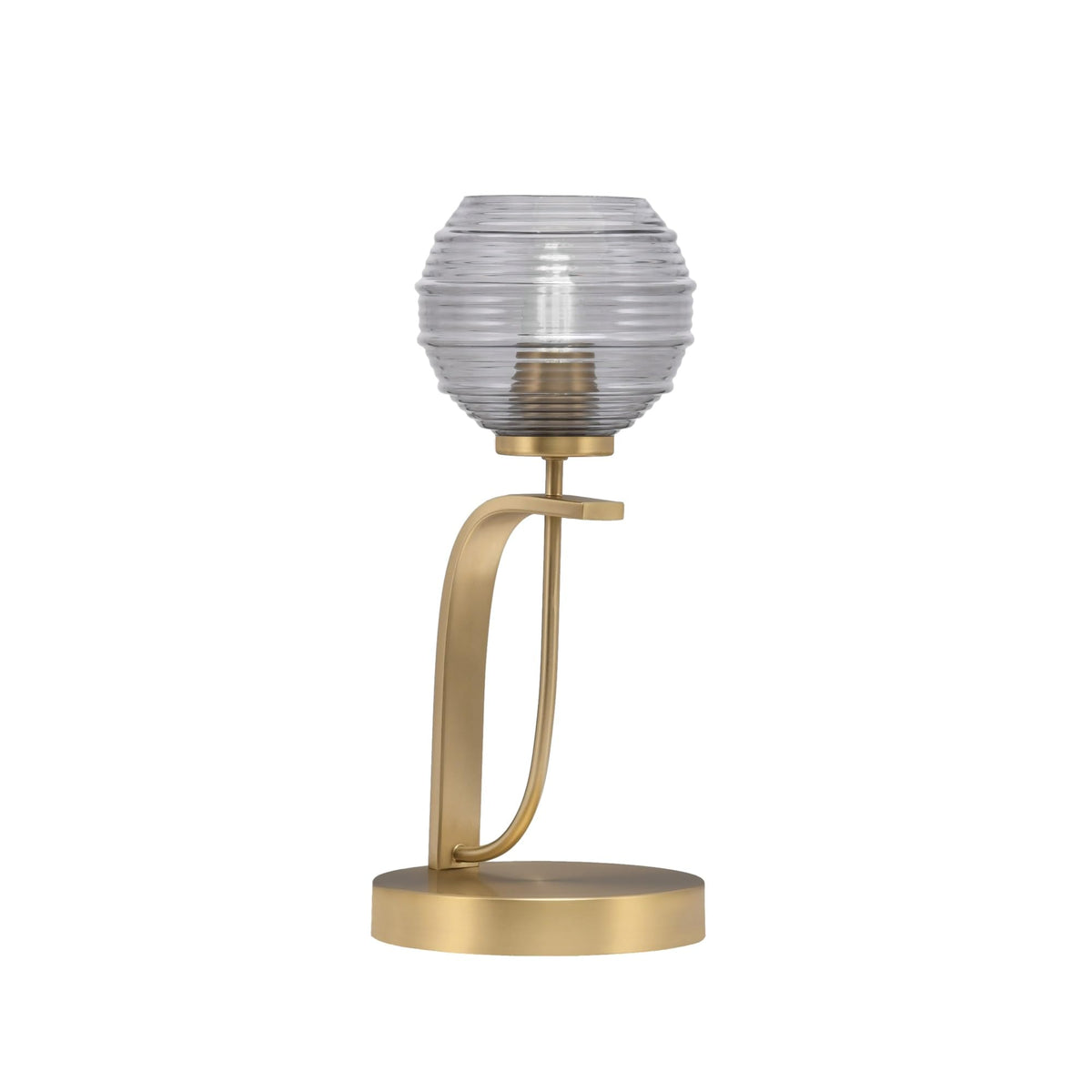 Toltec Lighting Cavella Accent Lamp, New Age Brass Finish, 6&quot; Smoke Ribbed Glass