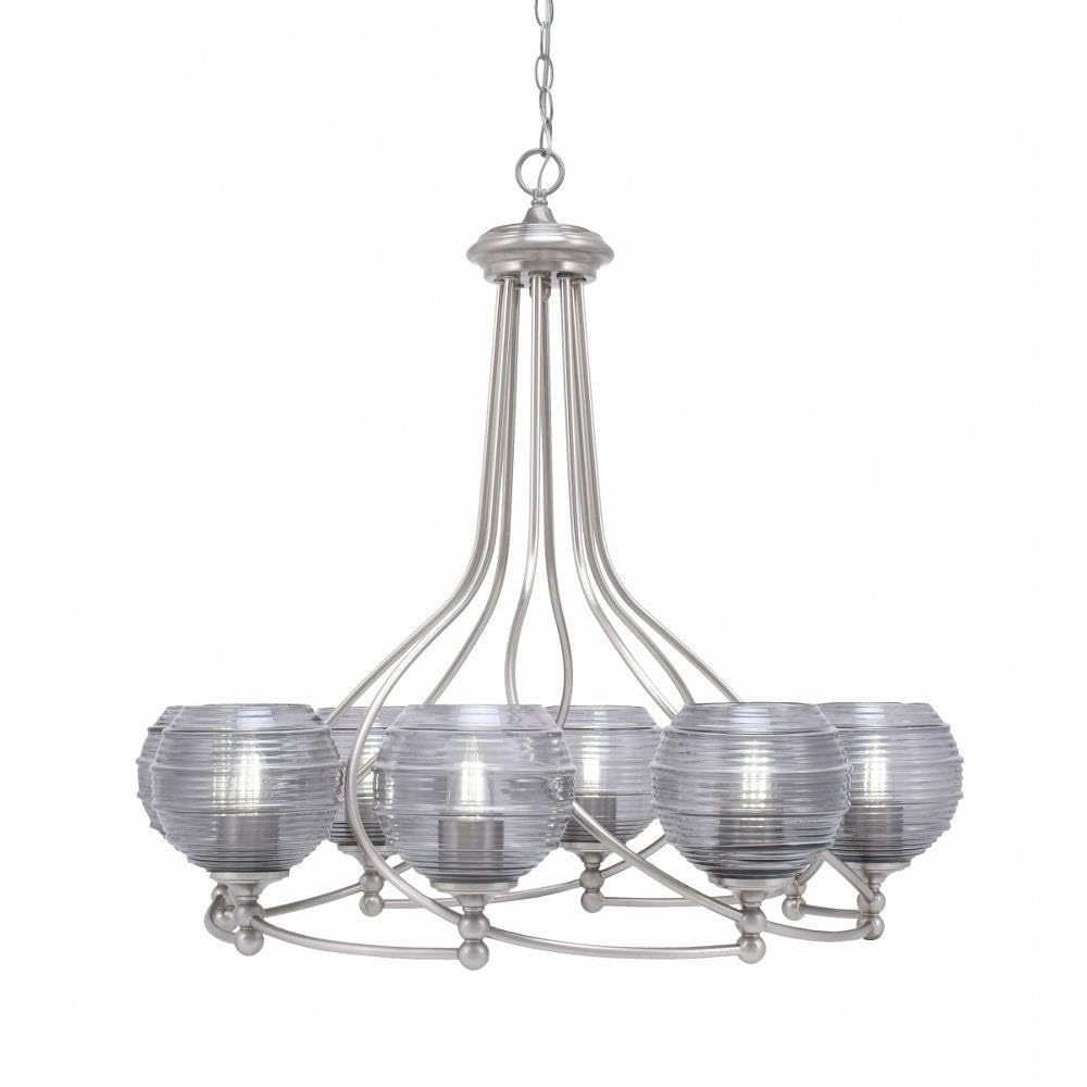 Toltec Lighting 908-Bn-5112 Capri - 8 Light Uplight Chandelier-30.5 Inches Tall And 32.5 Inches Wide, Finish Color: Brushed Nickel, Glass Color: Smoke Ribbed
